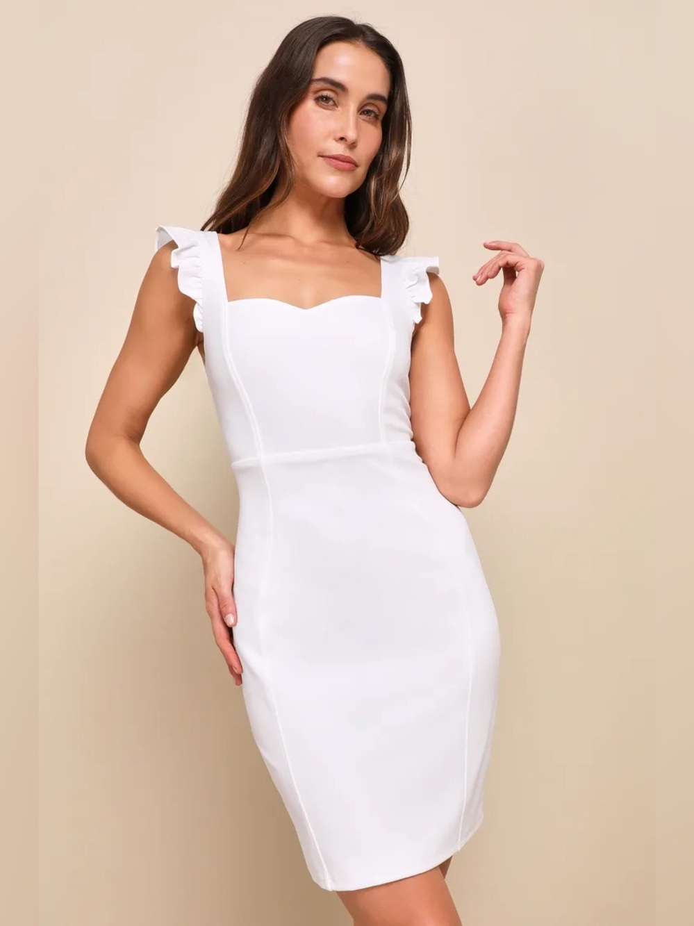 Lulus Miriam White Ruffled Bodycon Dress XS NWT Mini Party Cocktail Bridal